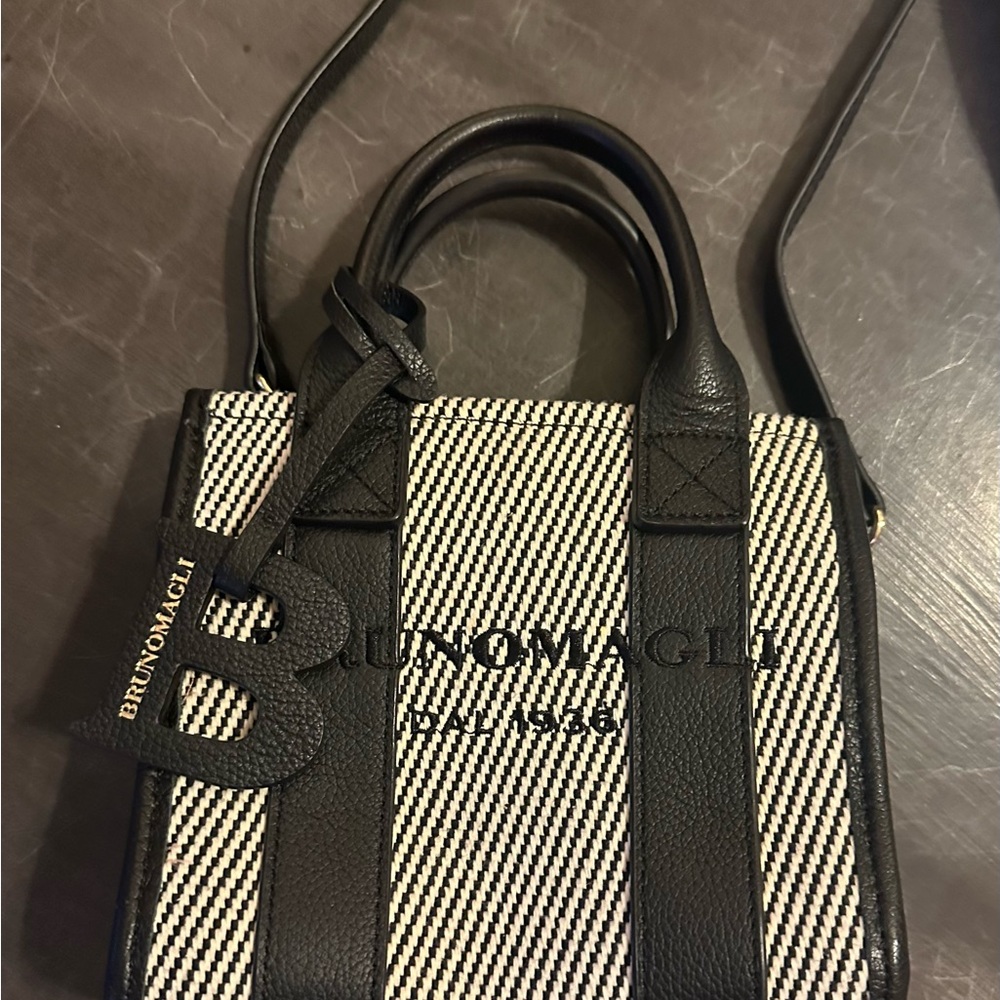 Bruno Magli Black and White Mini Tote Bag